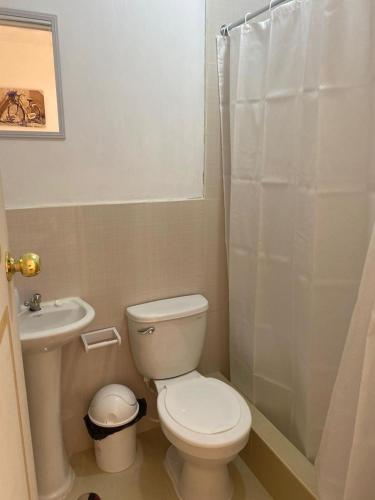 małą łazienkę z toaletą i umywalką w obiekcie BOCARENA w mieście Bocapán
