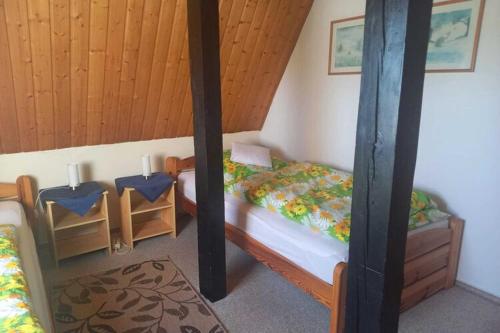 a bedroom with two bunk beds in a room at Mit Pool bei Grevesmühlen in Schönhof