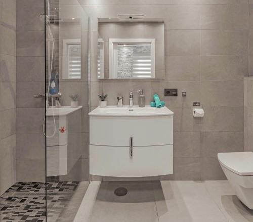 a bathroom with a sink and a shower and a toilet at Apartment Orlando in Adeje