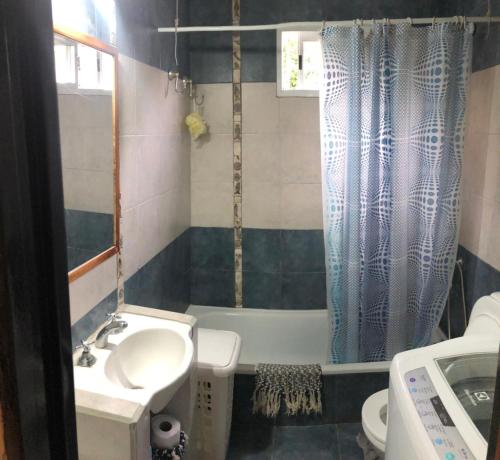 e bagno con lavandino, servizi igienici e doccia. di Duplex Vivero Miramar Argentina a Miramar