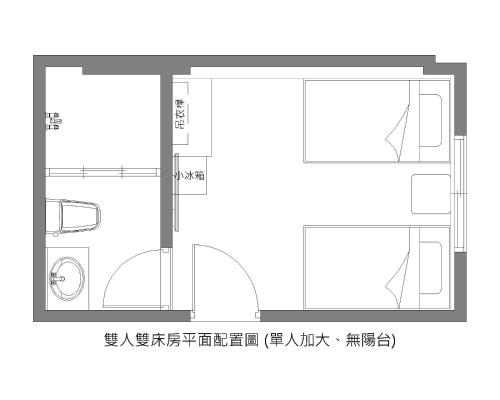 a floor plan of a small room with diagrams at 910 Hostel 城南館-自助入住 in Yuli