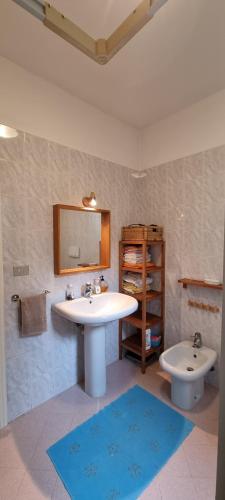 een badkamer met een wastafel en een toilet bij Casa Monte Bracco in Rifreddo