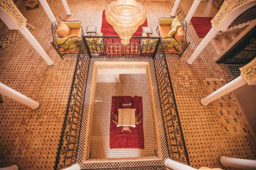 an overhead view of a staircase in a building at Riad Merzouga Dunes in Merzouga