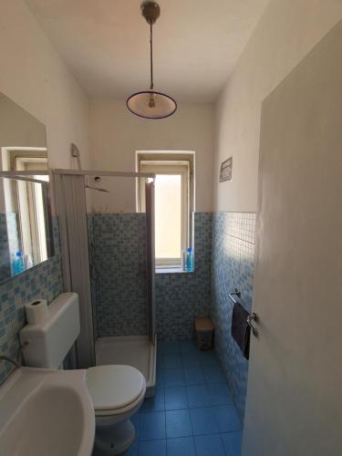 W łazience znajduje się toaleta, umywalka i prysznic. w obiekcie Appartamento centrale con parcheggio gratuito w mieście Santa Maria Capua Vetere