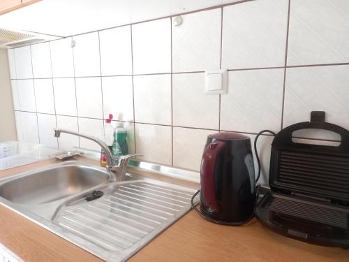W kuchni znajduje się umywalka i toster. w obiekcie Iasonas - 2BR Apartment - Explore Center by foot - Close to Aristotelous square w Salonikach