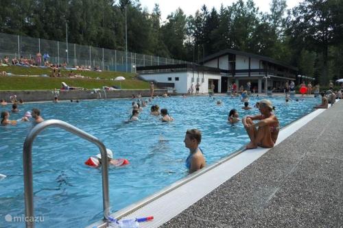 un grupo de personas en una piscina en Haus Waldviertel am Herrensee, en Litschau