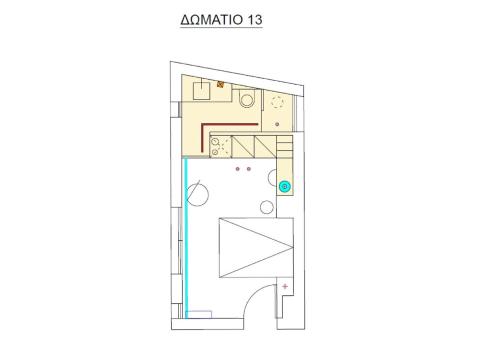 a floor plan of a bathroom with a toilet at Neo Suites in Fira