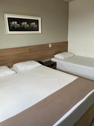 a room with two beds and a picture on the wall at Larison Economy by Easy Hotéis in Porto Velho