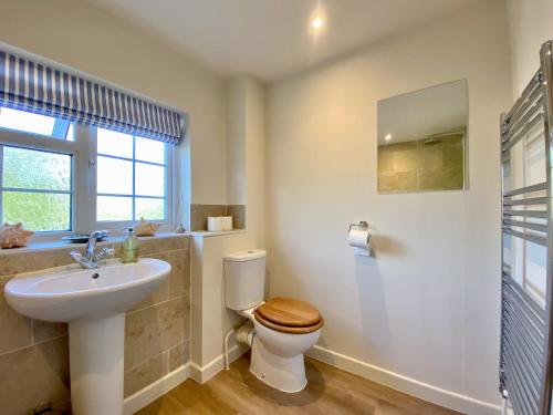 een badkamer met een toilet en een wastafel bij The Granary in Rowde