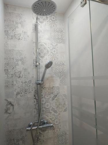 a shower with a shower head in a bathroom at Apart Roc St Gaietà in Tarragona