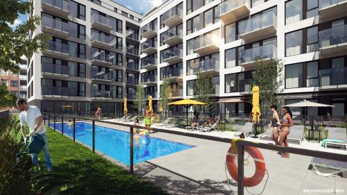 a rendering of a swimming pool in a building at Le Se7t Penthouses in Montréal