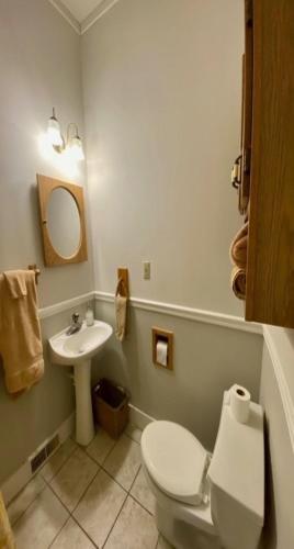 a bathroom with a toilet and a sink at Nashville Suite 2 in Nashville