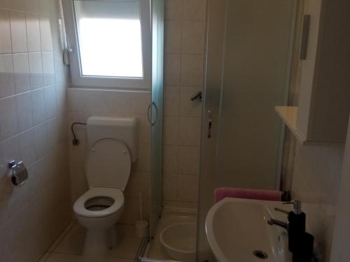małą łazienkę z toaletą i umywalką w obiekcie Frka Petešić w mieście Sali