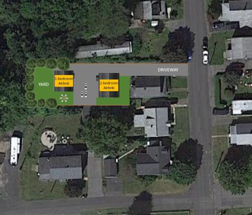a site map of a neighborhood with houses at Retro Retreat renovated 2BR, desk, no chore list! in Kingston