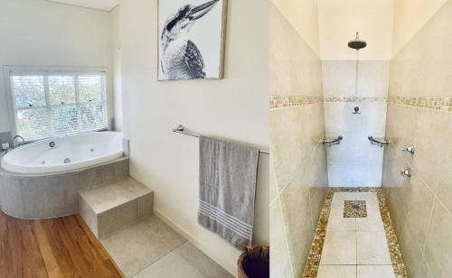 a bathroom with a bath tub and a sink at Shore Bird On Moreton in Tangalooma