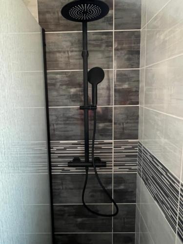 y baño con ducha con cabezal de ducha. en Sun & More Apartment, en Crikvenica