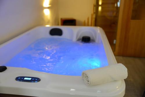 a bath tub with a roll of toilet paper in it at Bed & Breakfast Ai Fontana in Villar Pellice