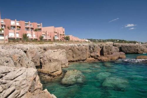 ein Wasserkörper neben einem felsigen Ufer in der Unterkunft CAP CORNICHE - Agréable Studio bord mer in Sète