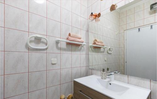 bagno con lavandino e specchio di Stunning Apartment In Komarna With Kitchen a Klek