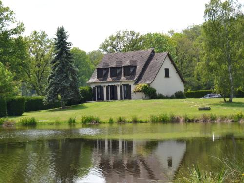 une maison sur une colline à côté d'un étang dans l'établissement Holiday Home Marchives - CUP100 by Interhome, à Pionnat