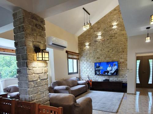 TV a/nebo společenská místnost v ubytování Huge & Private Villa In Kibbutz Dafna