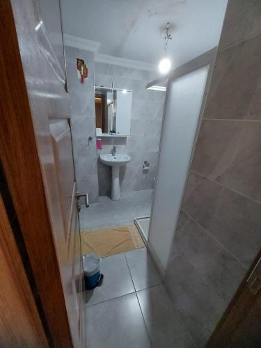 a bathroom with a shower and a sink at Biter Hotel in Istanbul