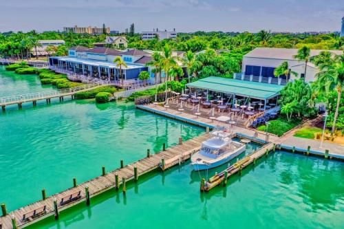 an aerial view of a marina with a boat at *NEW* The Surf Shack Jupiter! in Tequesta