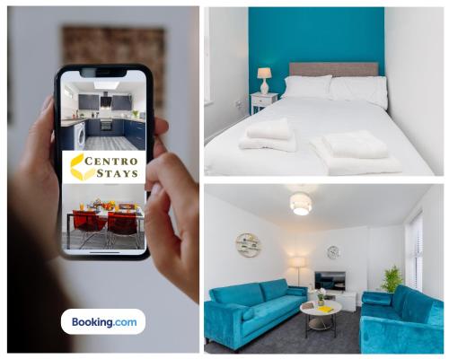 a person taking a picture of a bedroom and a room at Central 2 to 3BR House, Free Parking, Ideal for Long Stays, Work Crews & Family Trips in Northampton