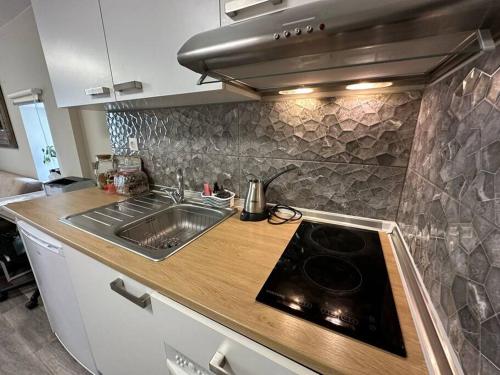 a kitchen with a sink and a counter top at Velvethouse in Velventós