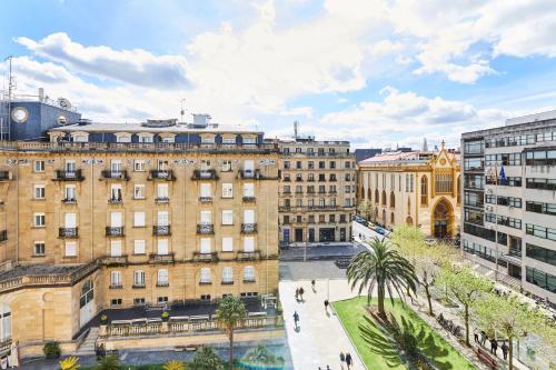 an aerial view of a city with buildings at Hotel Maria Cristina, a Luxury Collection Hotel, San Sebastian in Donostia-San Sebastián