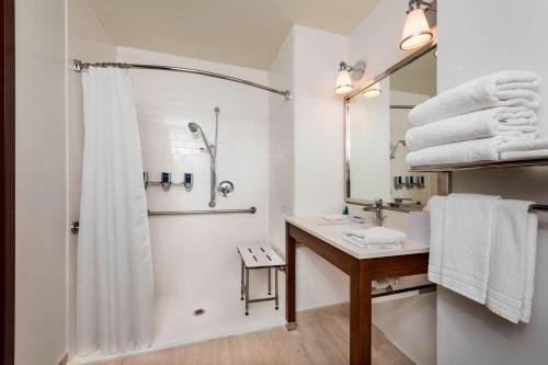 a bathroom with a shower and a sink at Four Points By Sheraton Houston Energy Corridor in Katy
