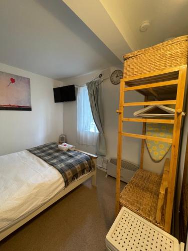 a bedroom with a bunk bed and a ladder at Grundy House in Uxbridge
