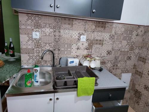 a kitchen counter with a sink and a sink at Apartman PAVLE in Plužine