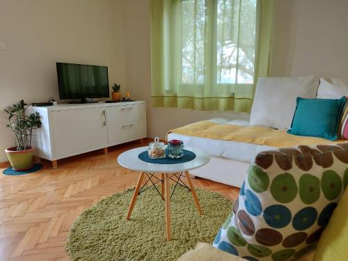 sala de estar con sofá y mesa en Apartments Iva, en Tivat