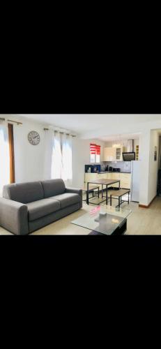 a living room with a couch and a table at Home DisneyLand Paris avec Parking wifi in Lagny