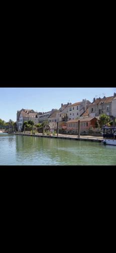 a view of a river with buildings in the background at Home DisneyLand Paris avec Parking wifi in Lagny