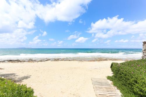 a sandy beach with the ocean in the background at Dione Seaside Apartments in Hersonissos