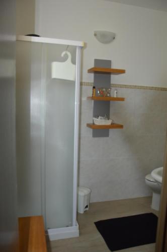 a bathroom with a shower and a toilet at Depan Dance in Gallipoli