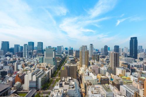 a view of a city with tall buildings at The St. Regis Osaka in Osaka
