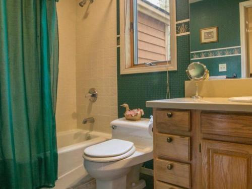 La salle de bains est pourvue de toilettes, d'un lavabo et d'une douche. dans l'établissement 3-bedroom Condo near Lake,Hyatt,Diamond Peak, à Incline Village