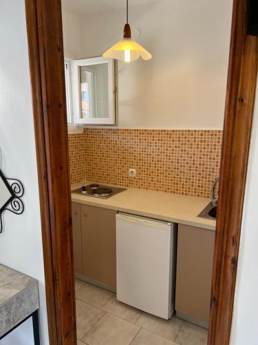 a small kitchen with a sink and a dishwasher at Gardenia studios in Nydri