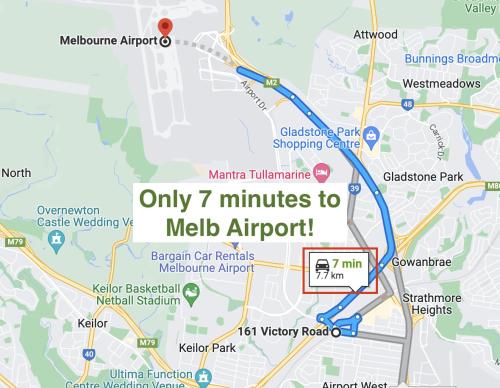 a map of the minutes to meliah airport at Sunny House - Melbourne Airport Home in Melbourne