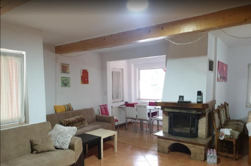 a living room with a couch and a fireplace at VILA DARIA in Vartop