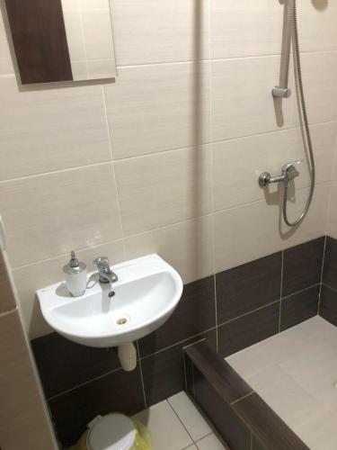 a bathroom with a sink and a toilet at Ubytovanie Toscana in Vyšné Revištia