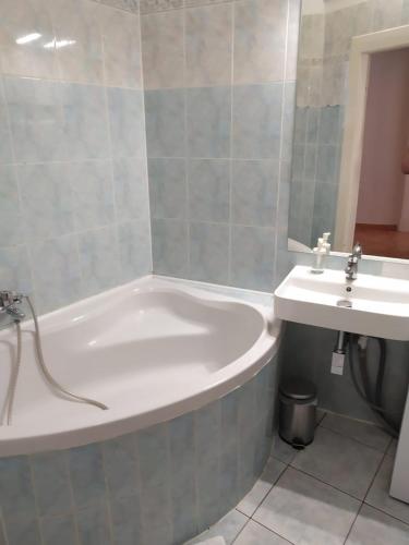 a bathroom with a tub and a sink at Týnská ulicka 2 - Cathedral View Apartment in Prague