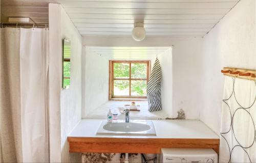 baño con lavabo y ventana en Gorgeous Home In Hemse With Kitchen, en Hemse
