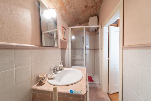 a bathroom with a sink and a shower at Tiny House in Alghero