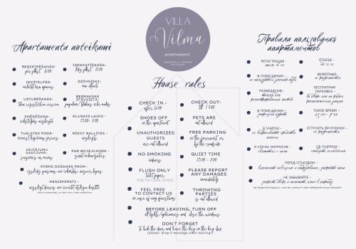 een menu voor het restaurant valleine van de villa bij Villa Vilma in Sigulda