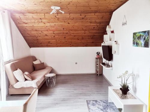 ein Wohnzimmer mit einem Sofa und einem TV in der Unterkunft Apartment Dolores in Smoljanac