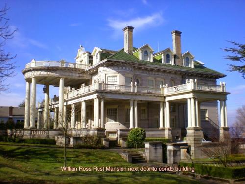 a large white house with a large turret at Water View, Best Area, 2 Bedrooms, WD, Jacuzzi Bath, New Carpet, Balcony, View, 825sf in Tacoma